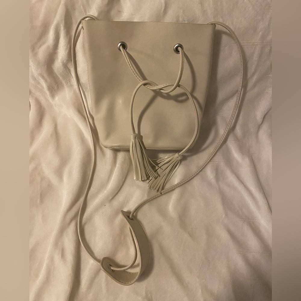 Faux white leather crossbody